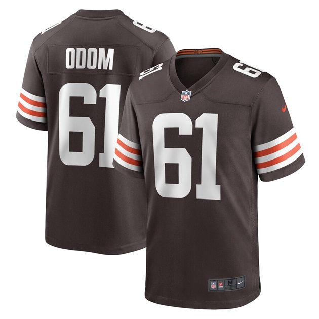 mens nike chris odom brown cleveland browns game player jersey